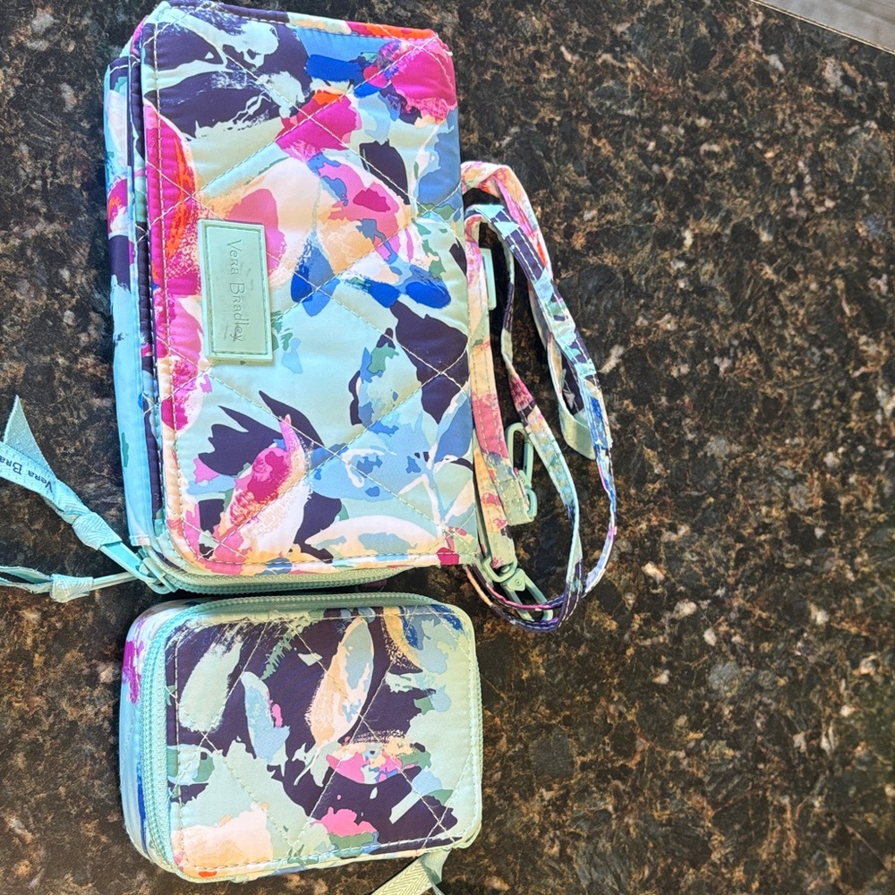 Vera Bradley Colorful Floral Bag and Wallet and pill case set